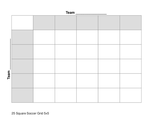 25 Square Soccer Grid 5x5