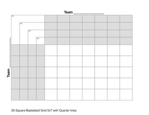 35 Square Basketball Grid 5x7 with Quarter lines