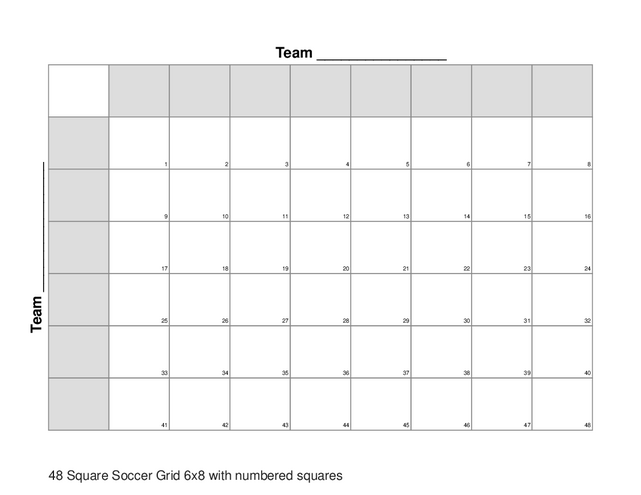 48 Square Soccer Grid 6x8 with numbered squares