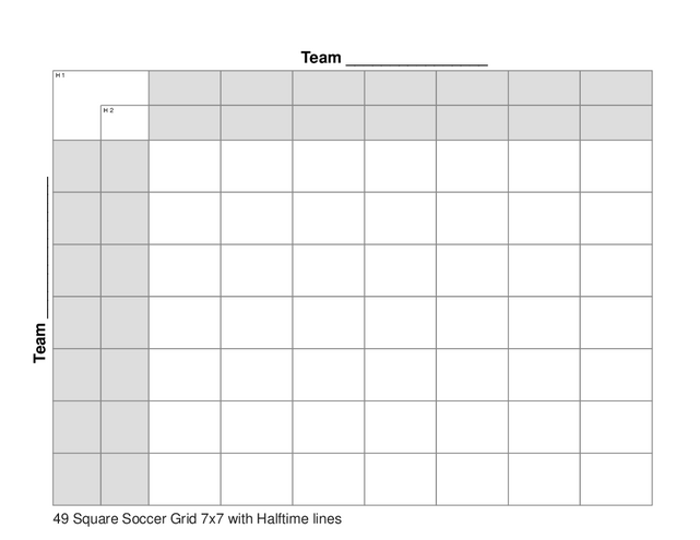 49 Square Soccer Grid 7x7 with Halftime lines