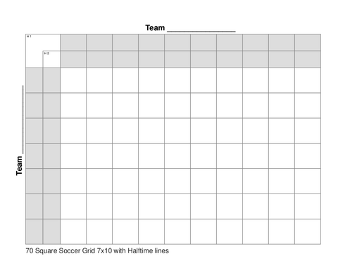 70 Square Soccer Grid 7x10 with Halftime lines