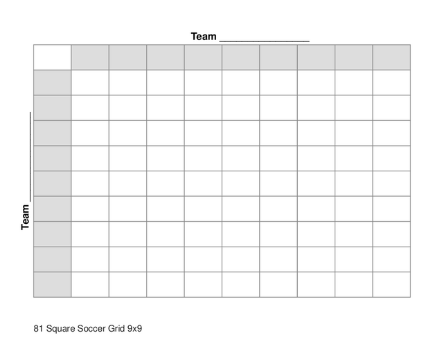 81 Square Soccer Grid 9x9