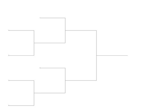 Single Elimination Bracket - Left to Right, 6 Teams, Seeded