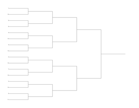 Single Elimination Bracket - Left to Right, 16 Teams, Seeded