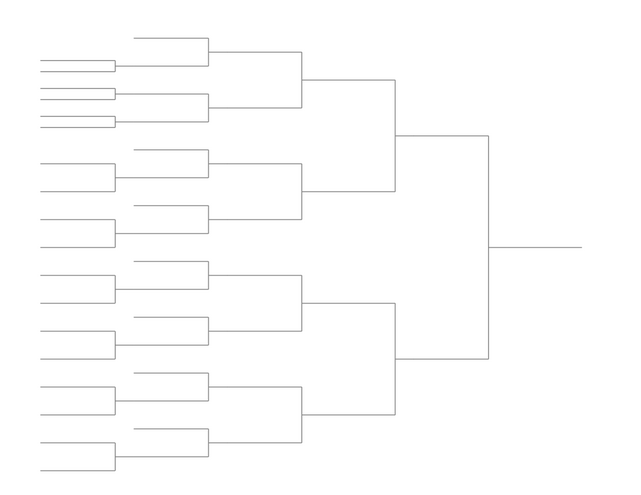 Single Elimination Bracket - Left to Right, 25 Teams