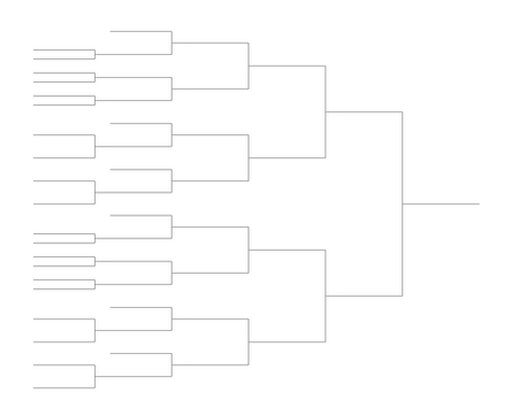 Single Elimination Bracket - Left to Right, 26 Teams