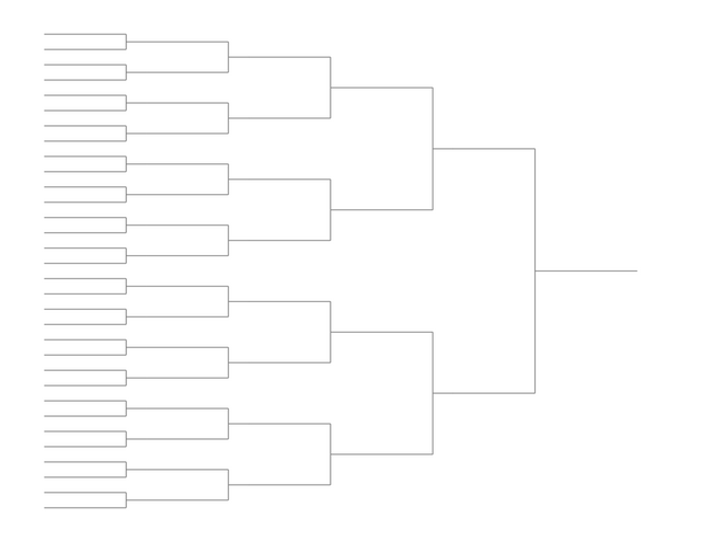 Single Elimination Bracket - Left to Right, 32 Teams