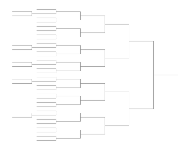 Single Elimination Bracket - Left to Right, 37 Teams