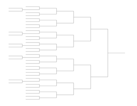 Single Elimination Bracket - Left to Right, 37 Teams