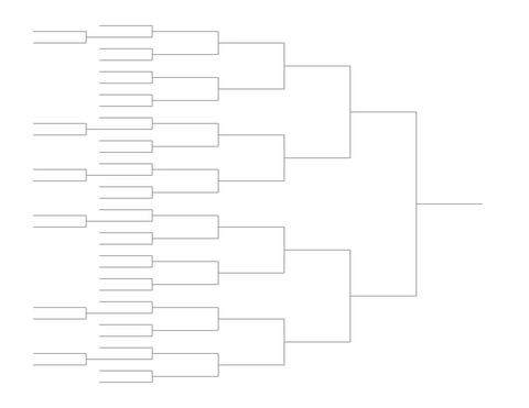 Single Elimination Bracket - Left to Right, 38 Teams