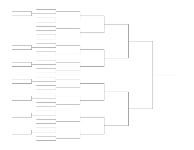 Single Elimination Bracket - Left to Right, 39 Teams