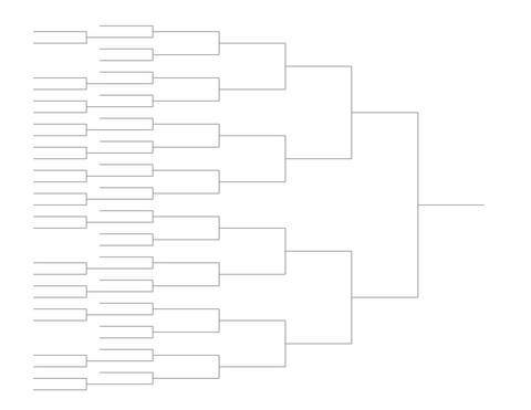 Single Elimination Bracket - Left to Right, 45 Teams