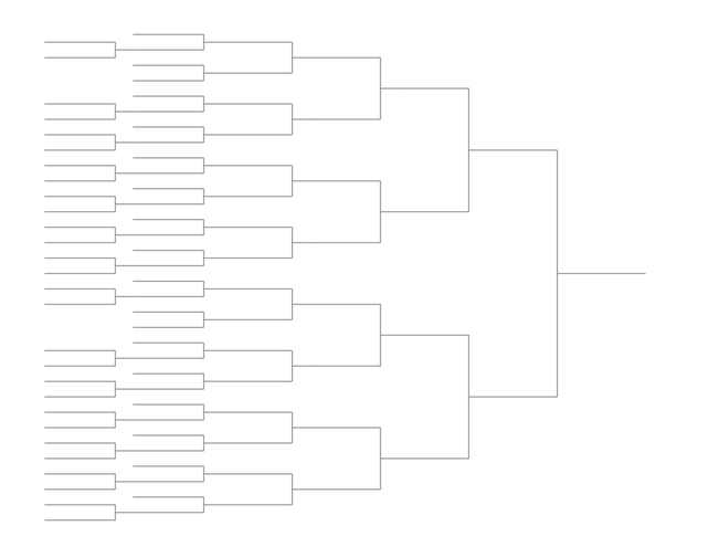 Single Elimination Bracket - Left to Right, 46 Teams