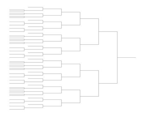 Single Elimination Bracket - Left to Right, 52 Teams