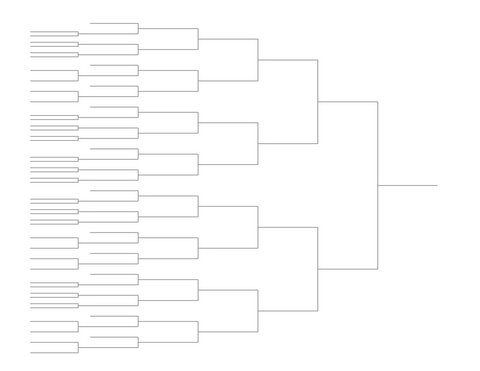 Single Elimination Bracket - Left to Right, 53 Teams