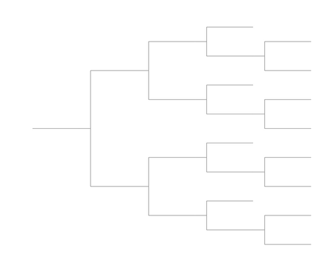 Single Elimination Bracket - Right to Left, 12 Teams