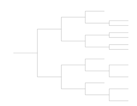 Single Elimination Bracket - Right to Left, 13 Teams