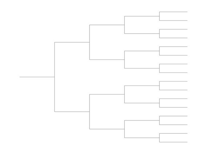 Single Elimination Bracket - Right to Left, 16 Teams