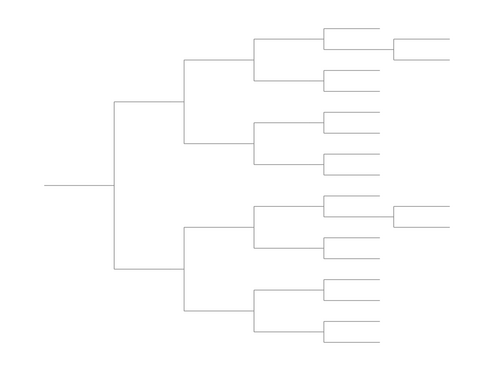 Single Elimination Bracket - Right to Left, 18 Teams