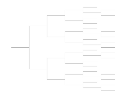 Single Elimination Bracket - Right to Left, 22 Teams