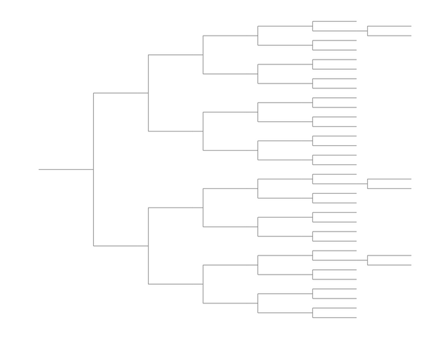 Single Elimination Bracket - Right to Left, 35 Teams