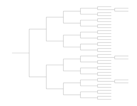 Single Elimination Bracket - Right to Left, 35 Teams