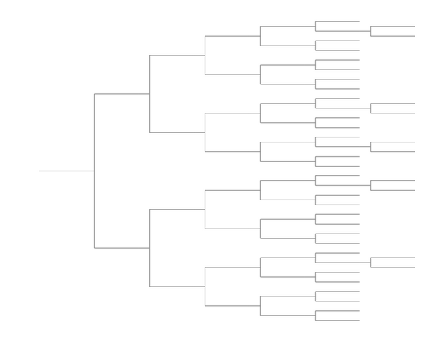 Single Elimination Bracket - Right to Left, 37 Teams