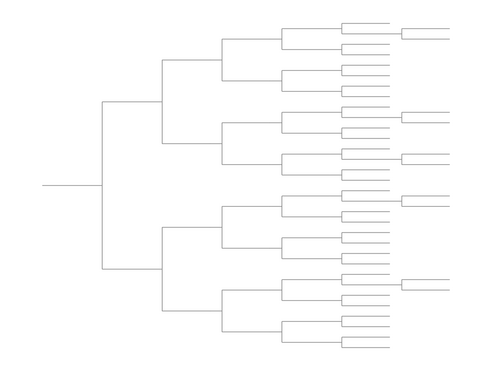 Single Elimination Bracket - Right to Left, 37 Teams
