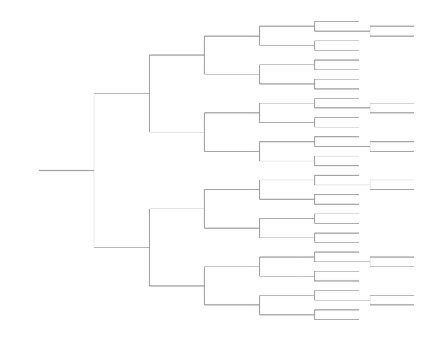 Single Elimination Bracket - Right to Left, 38 Teams