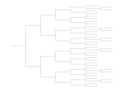 Single Elimination Bracket - Right to Left, 38 Teams