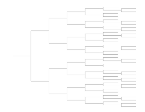 Single Elimination Bracket - Right to Left, 43 Teams