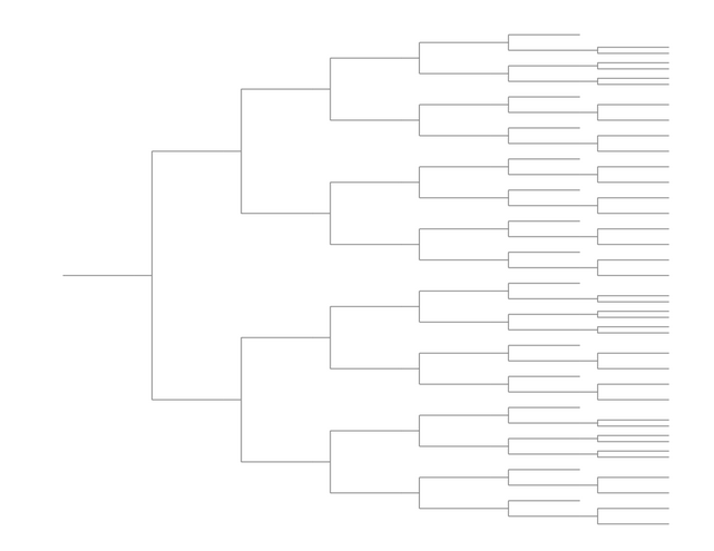 Single Elimination Bracket - Right to Left, 51 Teams