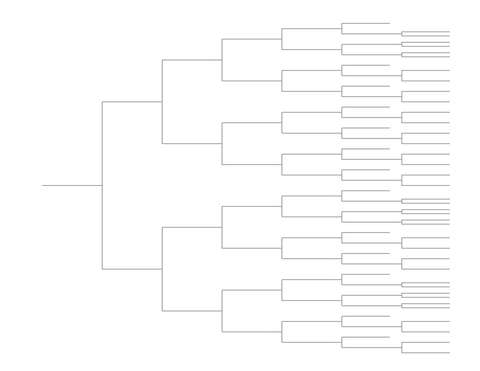 Single Elimination Bracket - Right to Left, 51 Teams