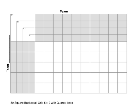 50 Square Basketball Grid 5x10 with Quarter lines