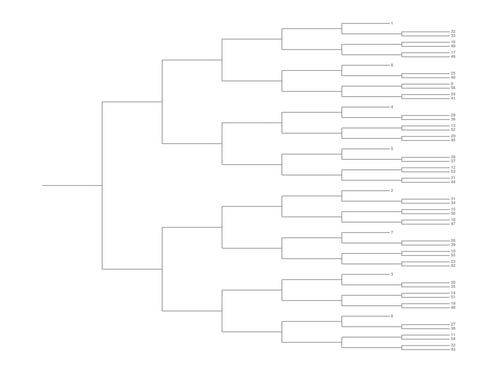 Single Elimination Bracket - Right to Left, 56 Teams, Seeded