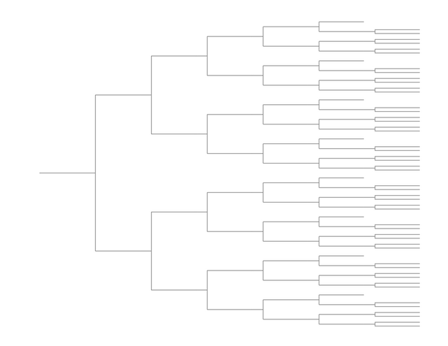 Single Elimination Bracket - Right to Left, 56 Teams