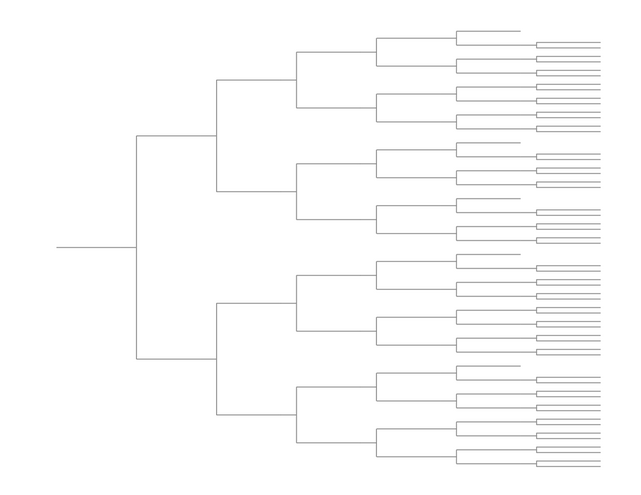 Single Elimination Bracket - Right to Left, 59 Teams