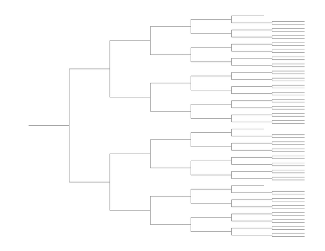 Single Elimination Bracket - Right to Left, 61 Teams
