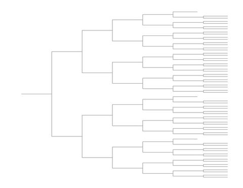 Single Elimination Bracket - Right to Left, 61 Teams
