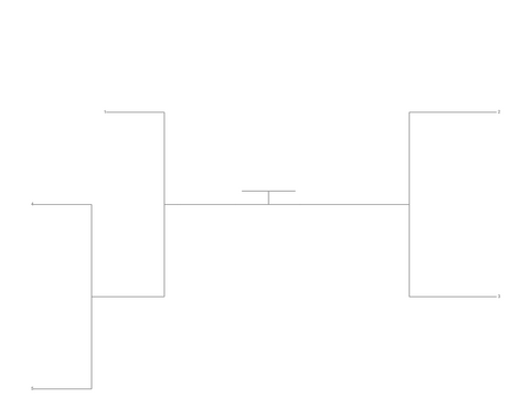 Single Elimination Bracket - Outside to Inside, 5 Teams, Seeded