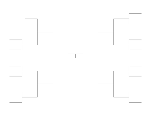 Single Elimination Bracket - Outside to Inside, 15 Teams