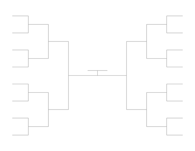 Single Elimination Bracket - Outside to Inside, 16 Teams
