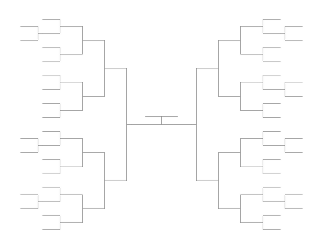 Single Elimination Bracket - Outside to Inside, 39 Teams