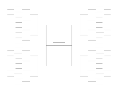Single Elimination Bracket - Outside to Inside, 39 Teams