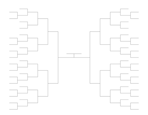 Single Elimination Bracket - Outside to Inside, 46 Teams