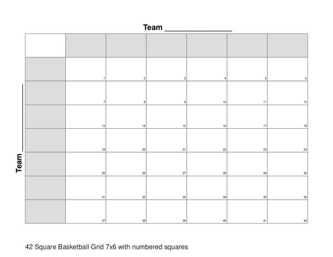 42 Square Basketball Grid 7x6 with numbered squares