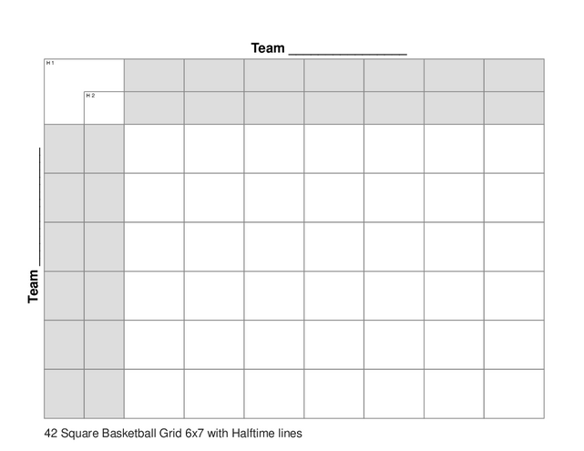 42 Square Basketball Grid 6x7 with Halftime lines