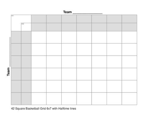 42 Square Basketball Grid 6x7 with Halftime lines