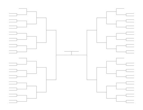 Single Elimination Bracket - Outside to Inside, 60 Teams