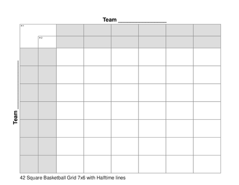 42 Square Basketball Grid 7x6 with Halftime lines